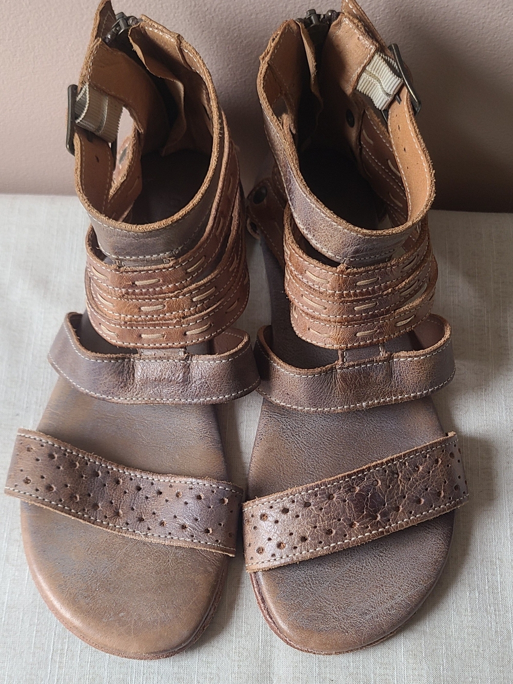 Bed STU Women’s Brown Leather Ankle-Strap Sandals
